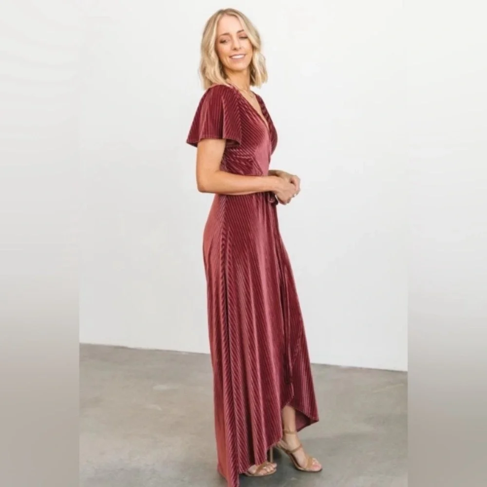 Baltic Born Andi Ribbed Velvet Wrap Dress Size XS - Picture 2 of 9